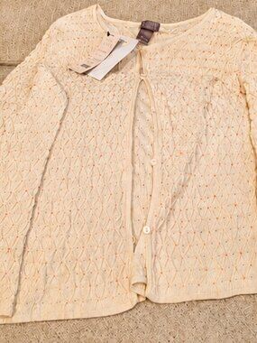 Cottagecore Vintage Late 90s Sigrid Olsen Beaded Knit Cardigan Petite S Layering